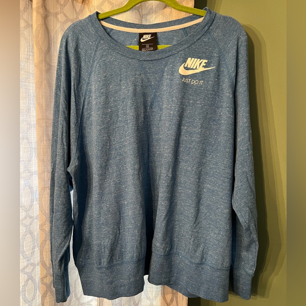 Nike Blue Heather Crewneck Sweatshirt with White Logo